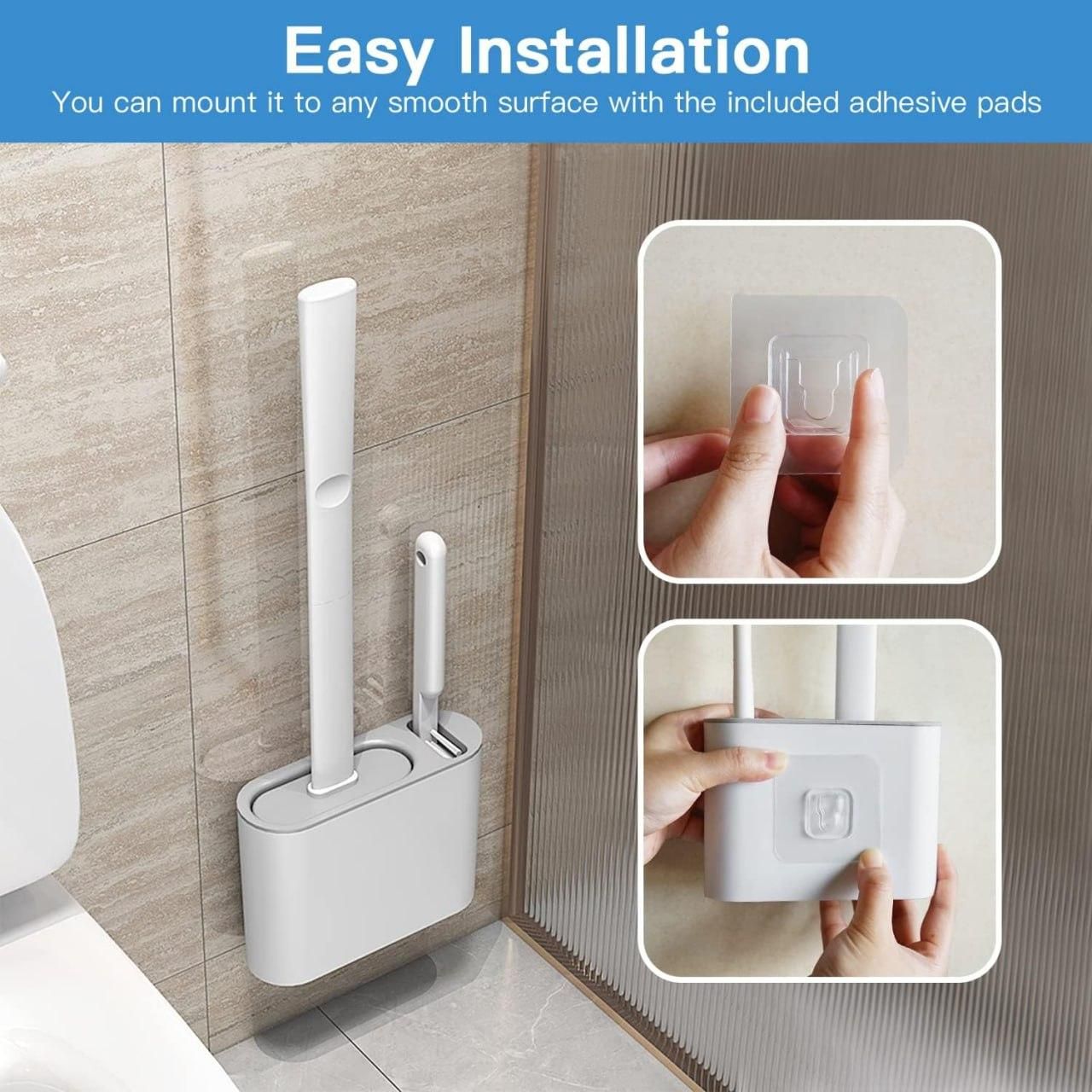 Wall Mounted Silicone Toilet Brush Set